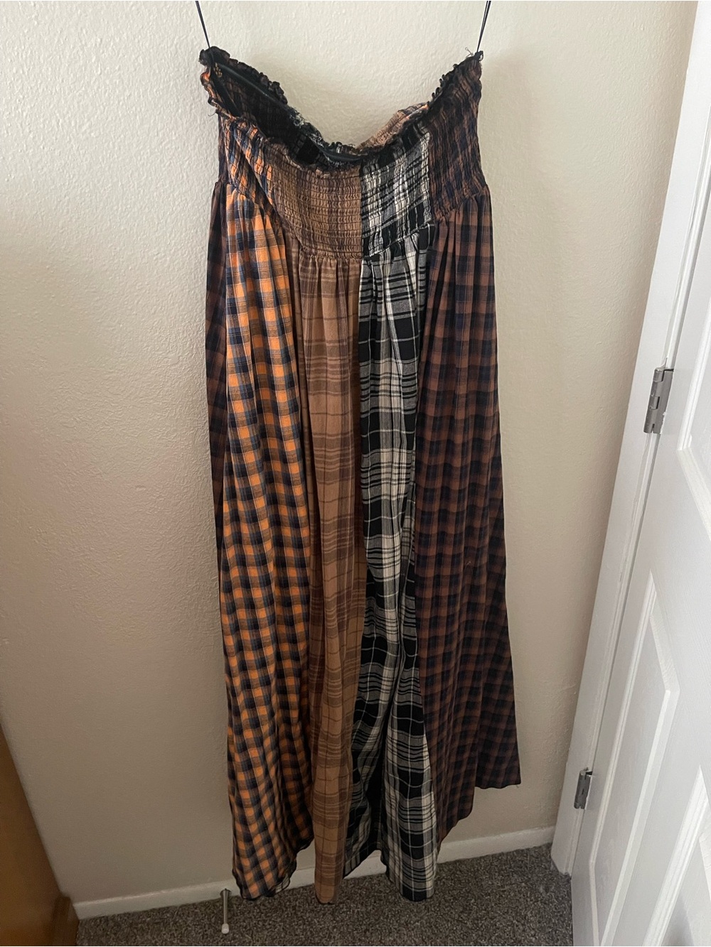 Fashion Nova Plaid Patchwork Maxi Dress in Brown and Black - Picture 4 of 5